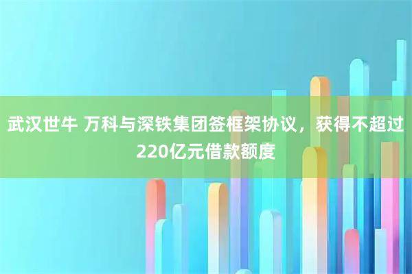 武汉世牛 万科与深铁集团签框架协议，获得不超过220亿元借款额度
